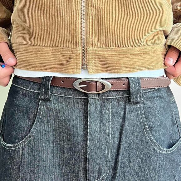 vintage brown american western simple designer oval belt - Picture 5 of 7